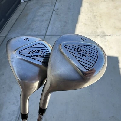 PERFECT CLUB ACCURACY 24° PLUS 18° 2 Set 2 Golf Clubs Woods Steel Shaft LEFT LH - Image 1 of 4