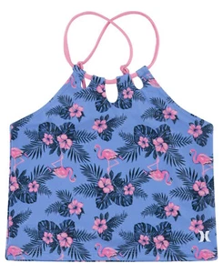 Hurley Big Girls Tri-Cutout Tankini, Blue Floral, 12 - Picture 1 of 2