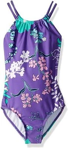 Kanu Surf 277710 Jasmine Beach Sport One Piece Swimsuit Paige Floral Purple, 14 - Picture 1 of 2