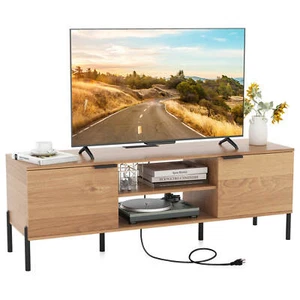2-Door TV Stand w/ Charging Station Media Entertainment Center for TVs up to 65" - Picture 1 of 10