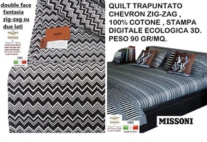Missoni Tagesdecke Steppdecke Cm. 270 x 260 Double Face Doppelbett - Picture 1 of 14