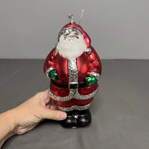 Vintage Department 56 großer mundgeblasener Weihnachtsmannschmuck aus Glas 10 Zoll - Bild 1 von 12