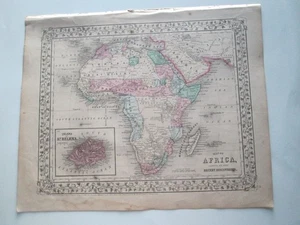 EINE (1) 1867/1870 MITCHELL ATLAS KARTE, "AFRIKA, ST. HELENA" - Bild 1 von 3
