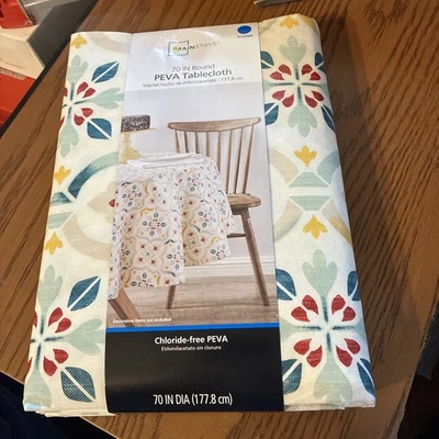Mainstays 70 Inch Round PEVA Tablecloth BRAND NEW !!!! - Image 1 of 4