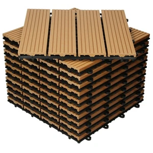 B-Ware 11xWPC Terrassenfliesen Balkonfliese Klickfliese Holz 30x30 cm Teak 1 m² - Bild 1 von 7