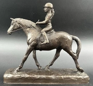 Genesis Fine Art Girl Riding Horse Pony Cold Cast Bronze Equestrian Sculpture - Picture 1 of 16