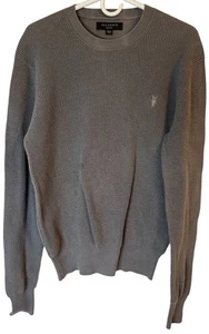 AllSaints Strickpullover Herren mittelgrau Zopfmuster Rias Crew Baumwolle Pullover Freizeit* - Bild 1 von 11