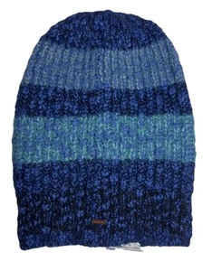 Free People Women's Beanie Hat Blue Cozy In Stripes New Winter Holiday Outdoor - Picture 1 of 8