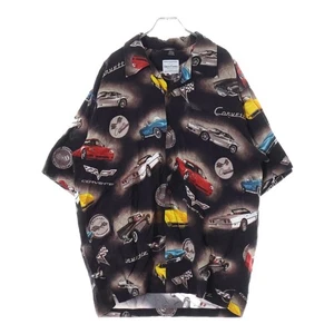 VINTAGE Corvette Car Motif Total Pattern Short Sleeve Shirt Multi Used bdd6e5643 - Picture 1 of 9