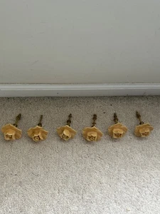 Set of 6 Vintage Ceramic Rose Drawer Pulls Knobs Shabby Chic Cottage Brass Knobs - Picture 1 of 6