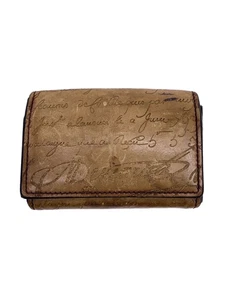 Berluti Paris Card Case Pass Holder Bifold Folding Calligraphy Leather Beige - Picture 1 of 6