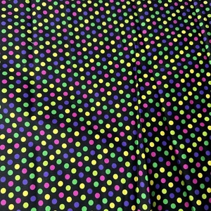 Joann Fabric Black Polka Dot Quilting Fabric 5 Yards Neon Green Yellow Purple Pi - Picture 1 of 7