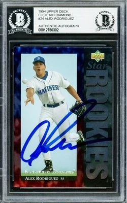 Alex Rodriguez Signed 1994 Upper Deck Electric Diamond RC 24 Mariners Beckett - Image 1 of 2