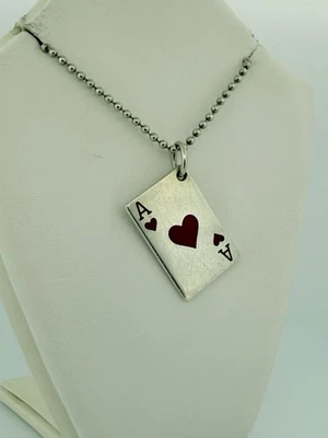 Tiffany & Co. Ace of Hearts Playing Card Silver 925 With 36in Bead Chain - Image 1 of 4