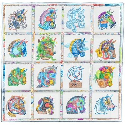 Auth. Hermes Silk Scarf Chevaloscope - Blanc Bleu Multicolore - New Store Tag - Image 1 of 4