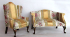 Vintage Artist Made Sue Hoeltge Miniature Settee and Wing Chair Wonderful