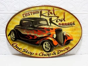 Tin Metal Sign Custom Rat Rod Garage One Stop Chop & Drop Man Cave Shop 20" - Picture 1 of 3