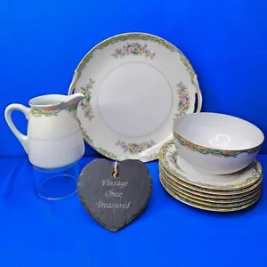 1930's NORITAKE 9 Piece CAKE SET * Large Plate, 6 Side Plates, Jug, Bowl * VGC - Picture 1 of 20