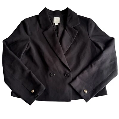 Blazer Joie Doble Pecho Recortado Negro Grande Carrera Foto 1 de 4