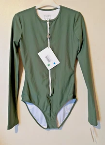 Cover USA Zip Swimsuit Long Sleeve Lower Leg Cut UPF 50+ S BNWT RRP $220 Green - Picture 1 of 9