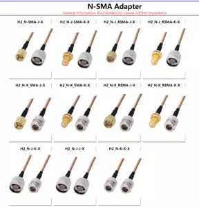 Adaptador coaxial tipo N a RP-/SMA RG316 50Ω longitud personalizada - Imagen 1 de 13