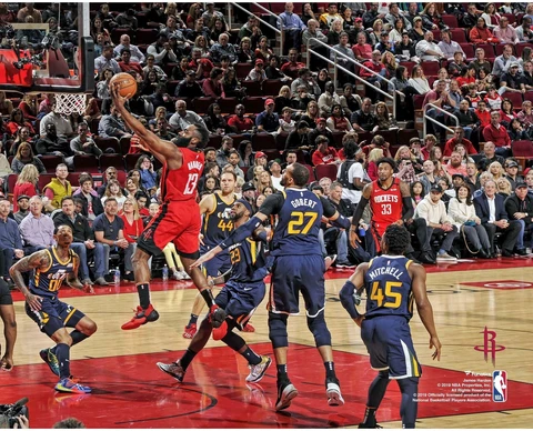 James Harden Houston Rockets Unsigned Layup vs. Utah Jazz 8" x 10" Photo Cover