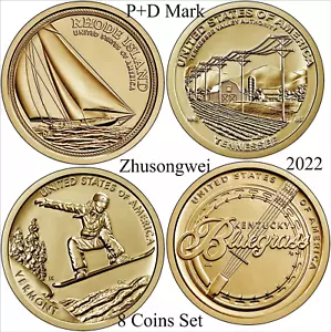 2021 US American Innovation Dollar Full Set (P+D Mark) 8 Coins- Free shipping - Picture 1 of 2