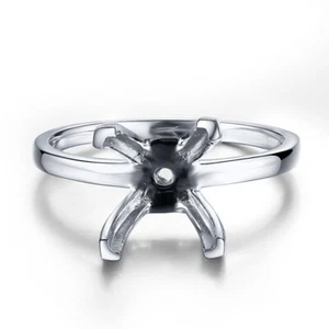 Sterling Silver Prong Setting Cushion 10x10mm Semi Mount Fine Handcrafted Ring - Picture 1 of 11
