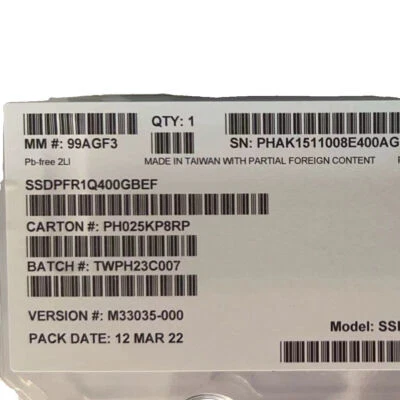 INTEL SSD P5801X 400GB E1.S SSDPFR1Q400GBEF PCIe 4.0 x4 NVMe - Image 1 of 2