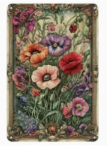 Arte de pared de metal, amapolas y guisantes dulces - 8x12" perfecto para el hogar - Imagen 1 de 3
