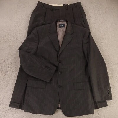 Traje Nautica L Gris Tiza Rayas 100% Lana Sarga Pechos Chaqueta Pantalones 44R 35x29 Foto 1 de 4