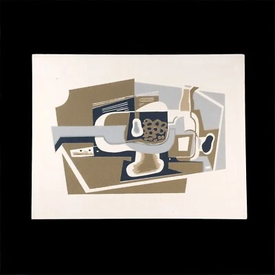 JUAN GRIS : LE COMPOTIER . SÉRIGRAPHIE . ARCAY . 1953  [ART MODERNE, CUBISME] - Photo 1/4