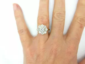 2Ct Round Moissanite 14K Yellow Gold Plated Floral Cluster Engagement Ring Gift - Picture 1 of 4