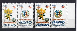 CHILE 2015 COPA AMERICA futbol fantastic ERROR double printing single pair MNH - Picture 1 of 1