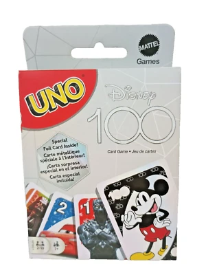 Mattel UNO DISNEY 100 Card Game with Special Mystery Foil Card Ages 7 + New - Image 1 of 4