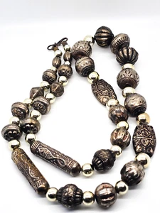 Debi Tana silver toned artisan bench beaded long vintage necklace - Picture 1 of 8
