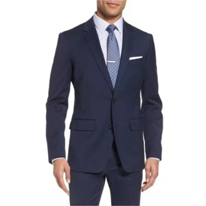 BONOBOS Cappotto Tuta Lana Peggiorata Slim Fit Navy 42 Lungo - Foto 1 di 14