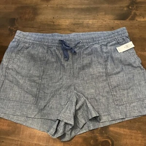 Gap Womens Shorts Elastic Waist Drawstring Blue XL Light Weight 100% Cotton NEW - Picture 1 of 7