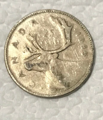 1945 Canada 25 Cent Silver Quarter VF - Image 1 of 2
