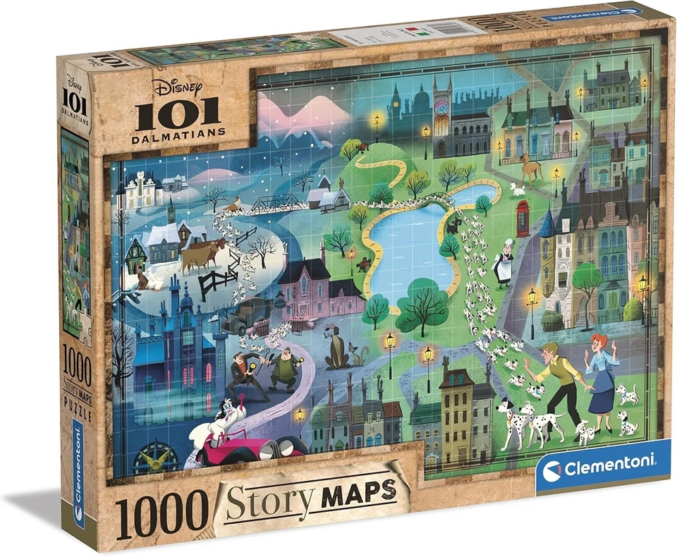 (Dinged Box) Clementoni 39665 101 Dalmatians Story Maps 1000Pc Jigsaw Puzzle