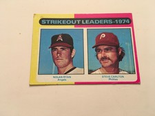 1975 TOPPS #312 STRIKEOUT LEADERS 1974 STEVE CARLTON NOLAN RYAN  