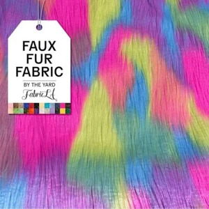 FabricLA Shaggy Faux Fur Fluffy Fabric by the yard | Artificial Art & Craft - Picture 1 of 46