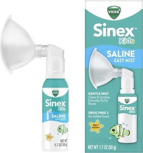 Vicks Sinex Kids Saline Easy Mist, Drug Free Saline, Ages 1 Month+, 1.07 Oz - Picture 1 of 11