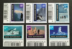 1996 New Zealand Ross Dependency Antarctic Landscape 6v Stamp MNH (barcode tabs)