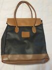 VTG 80's Lewis & Hyde Large Pebble Black Leather Carryon Overnight Tote Bag-SU