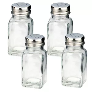 4 x Salz Pfeffer Pfefferstreuer Salzstreuer Gewürzstreuer Glas Edelstahl Streuer - Bild 1 von 5