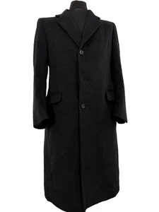 Pierre Cardin Overcoat S 36 in Black Wool Made in USA Collared vintage 1980s - Picture 1 of 22