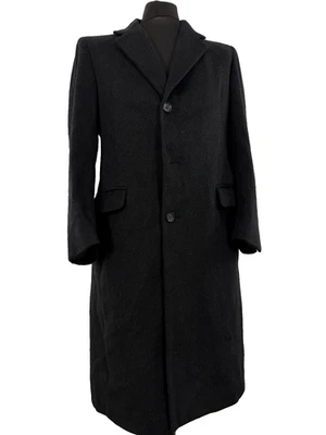 Pierre Cardin Overcoat S 36 in Black Wool Made in USA Collared vintage 1980s - Image 1 of 4