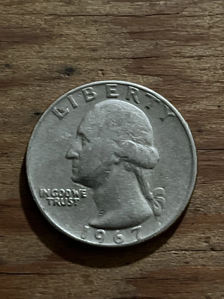 1967 年 25 美分错误翅膀触摸美国硬币 — 第 1/2 张图片