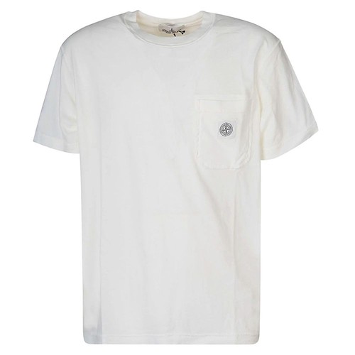 T shirt Stone Island Stone 23SS logo patch tasca bianco 101521957 A0001 45017649